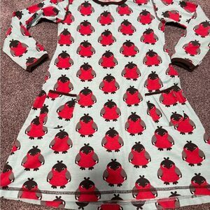 Maxomorra Robin Bird Print Dress Sz 110-116cm